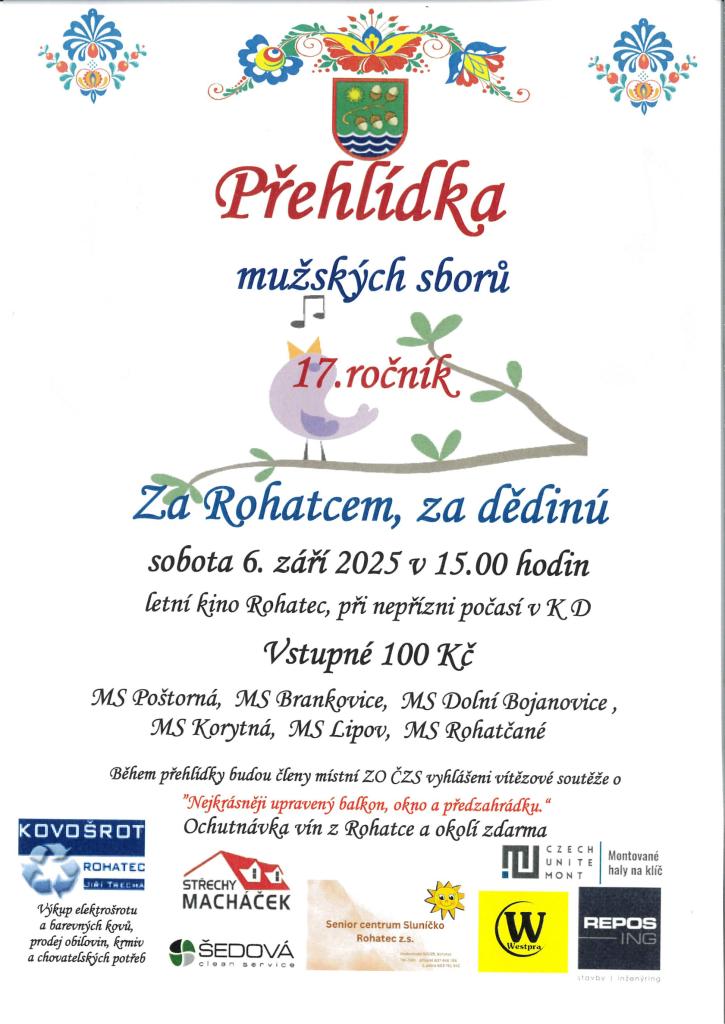 Přehlídka mužských sborů - Za Rohatcem, za dědinů